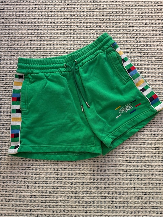 Missoni Pants - Missoni Green Women's Athletic Shorts with Multicolor Side Trim